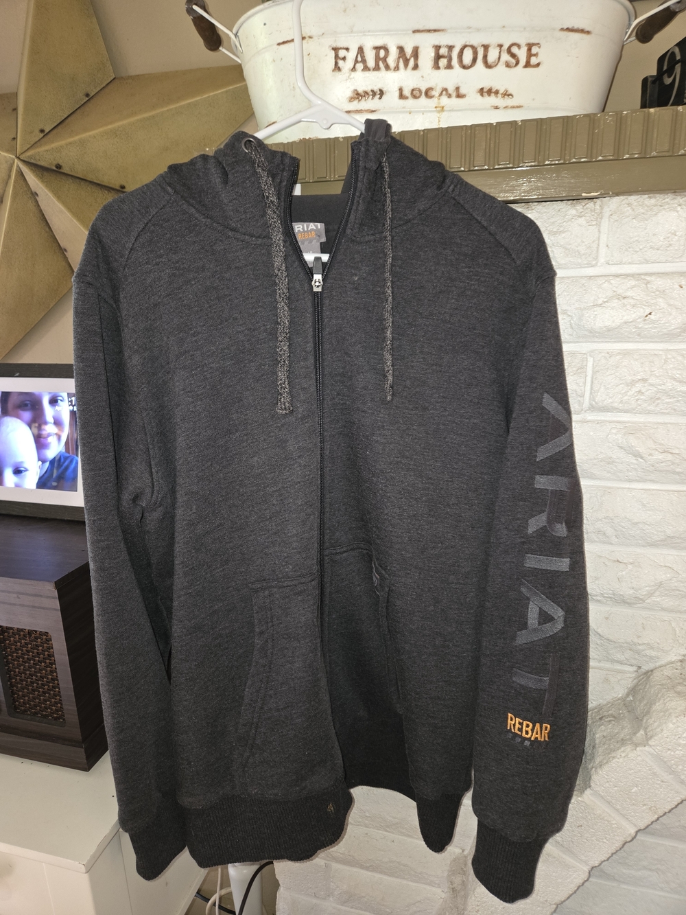 Ariat Men's Charcoal Zip-Up Hoodie - REBAR